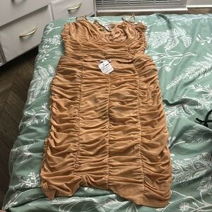 Fashion Nova Nude Ruched 2 Piece set